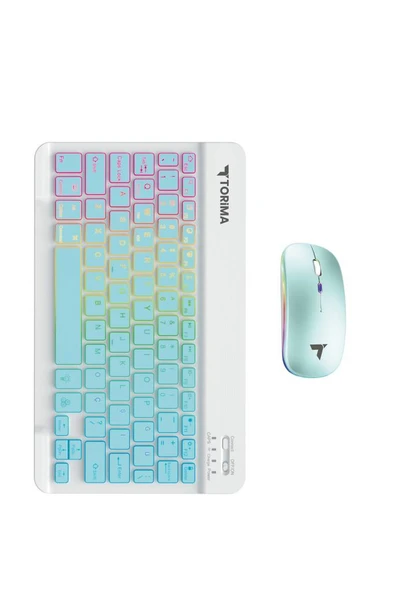 Torima TMK-09 Mavi Şarj Edilebilir RGB Işıklı Kablosuz Klavye Mouse Seti - Resim 5