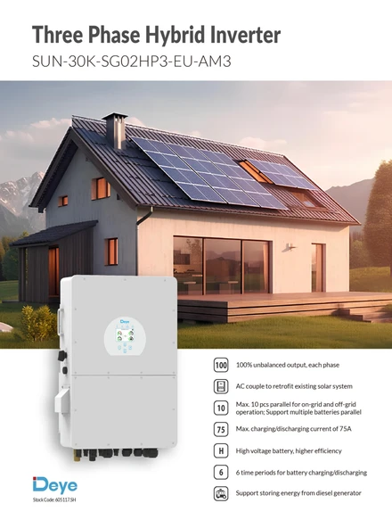 DEYE 30kW Hibrit Trifaze (HV) - Resim 3