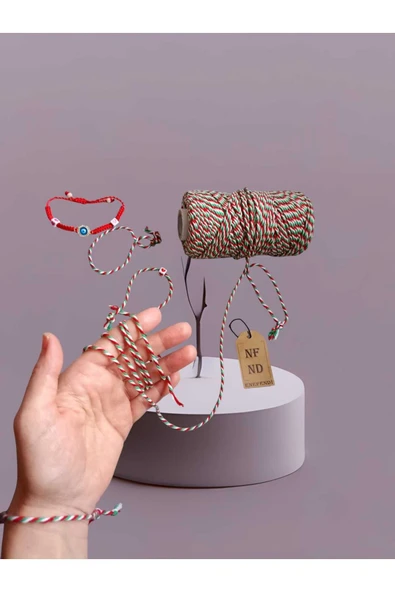 BİLEKLİK KOLYE İPİ, MAKROME , PARAŞÜT İPİ, RENKLİ KIRMIZI LACİVERT VE MARTENİÇKA İPİ - 5