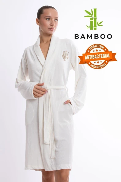 Dotamess Bambu Lüks Nakışlı Şalyaka Slim Fit Sabahlık ürün görseli