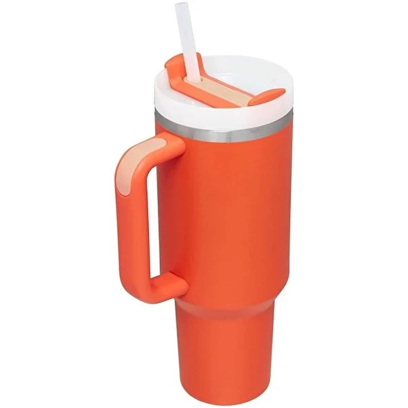 Stanley Quencher FlowState Tumbler Pipetli Termos 1.18L Mercan Kırmızı - Resim 2