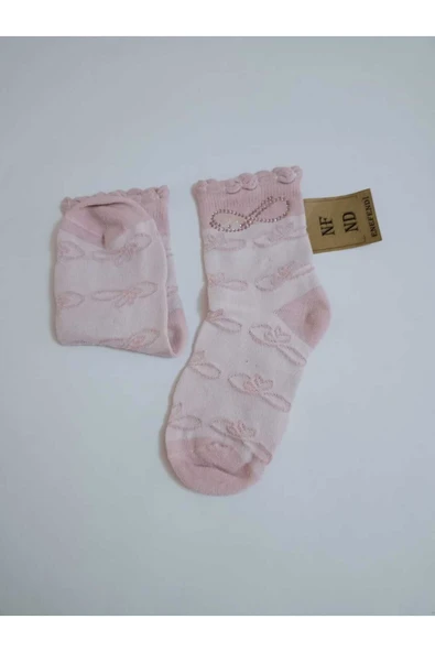TAŞLI PAMUKLU KIZ ÇOCUK KISAKONÇ ÇORAP KOYUPEMBE YUMUŞAK SOKET KIZ ÇOCUK ÇORABI 5-6 Y - 4