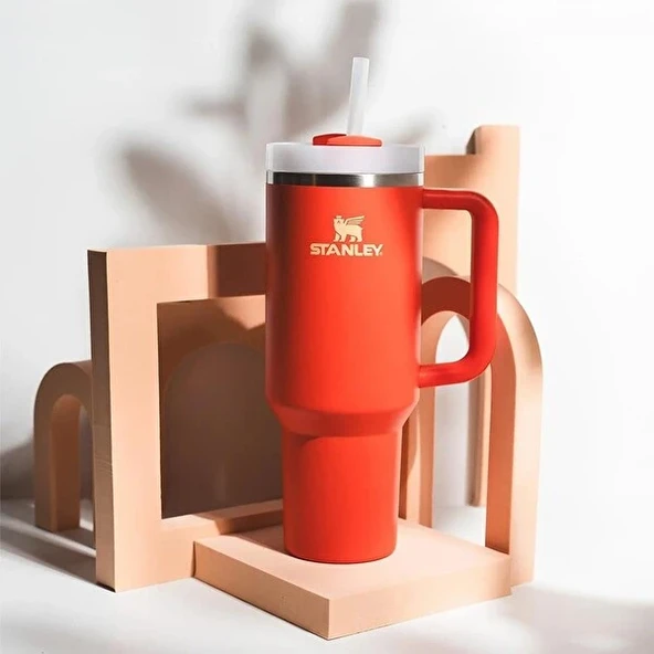 Stanley Quencher FlowState Tumbler Pipetli Termos 1.18L Mercan Kırmızı - Resim 6