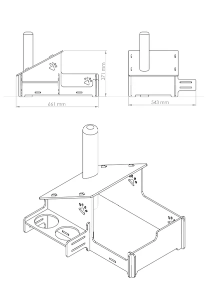 Kedi Evi - Özel İsim Baskılı - Tırmalama Çubuklu - Meşe MDF - Çelik Kase - 2*350ml - 4