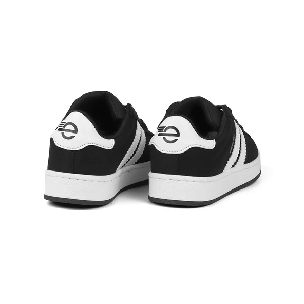Unisex Siyah Beyaz Bağcıklı Rahat Sneaker Günlük Spor Ayakkabı - Resim 4