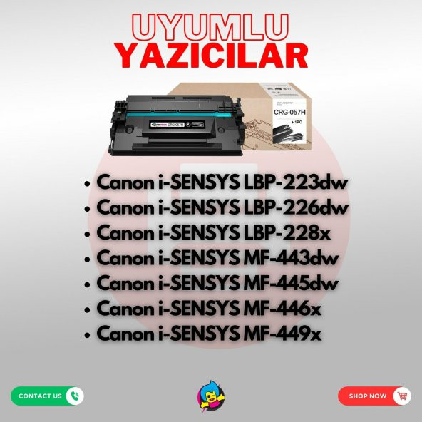 Canon CRG-057H Muadil Toner Çipli / LBP223 / LBP226 / LBP228X / MF443 / MF445 / MF446 / MF449 / MF453dw / MF455dw - 5