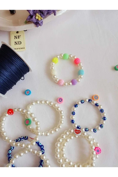 İNCİ VE NAZAR BONCUKLU BİLEKLİK İNCİLİ BİLEKLİK ŞANS BEREKET ARKADAŞ SEVGİLİ EŞ ÇOCUK HEDİYE - Resim 7