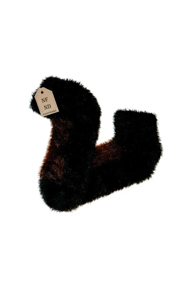 Tüylü Kışlık Termal Çorap Dikişsiz Peluş Patik Şık Rahat Siyah Kahve Ev-parti Çorabı - 2