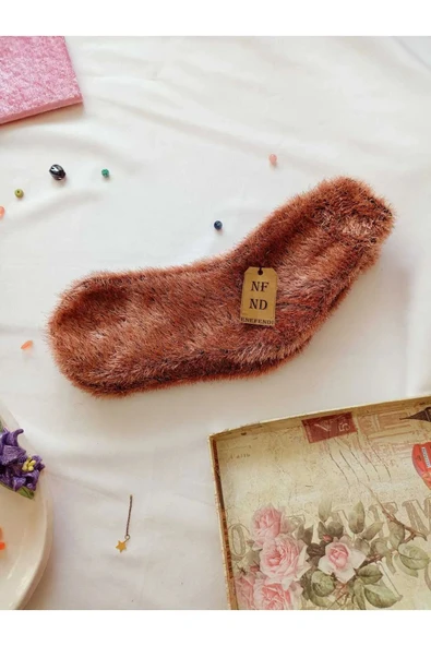 2 ÇİFT TÜYLÜ KIŞLIK TERMAL PATİK DİKİŞSİZ ÇORAP ERKEK KADIN EV-PARTİ ÇORABI MAVİ VİZON 36-41. - 3