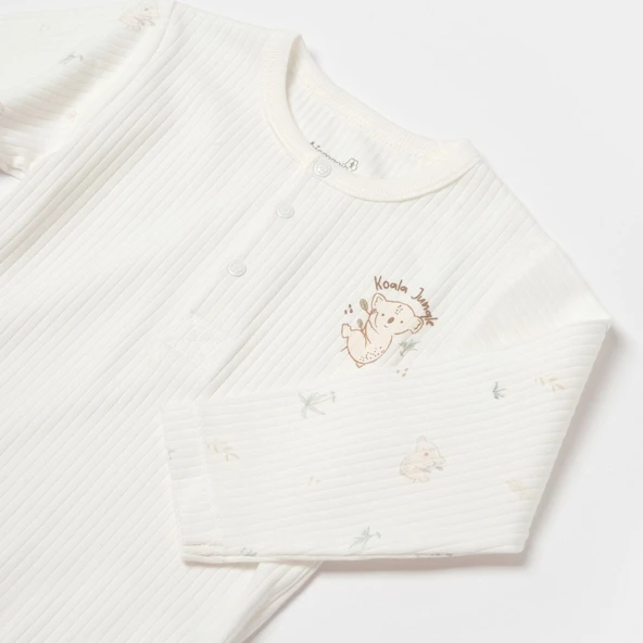 Bibaby Biorganic Koala Jungle Uzun Kol Bebek Body 56973 Mint - Resim 3