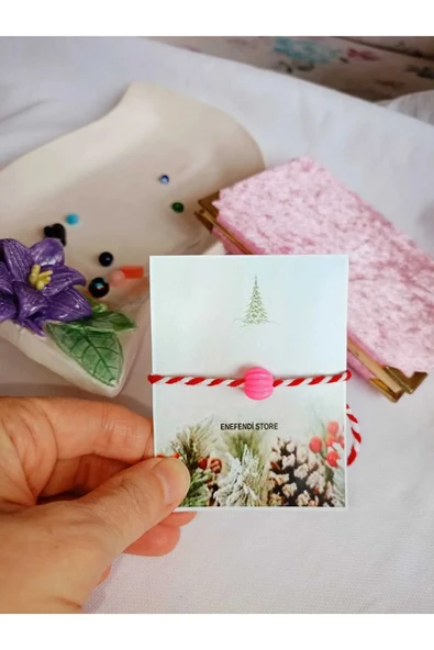 Fuşya Boncuklu Marteniçka Bileklik Şans Arkadaş Sevgili Eş Çocuk Hediye Bahar Bilekliği Kartlı