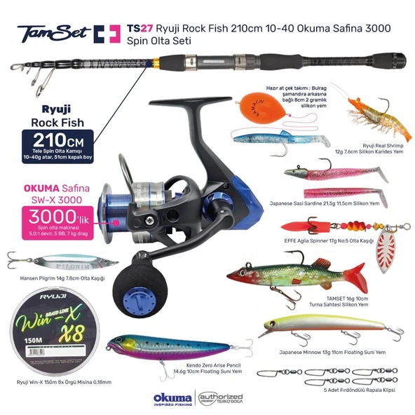 TAMSET Safina 3000 Rock Fish 210cm 10-40g Spin Olta Seti TS27