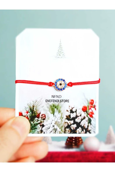 BİLEKLİK MAVİ ŞEFFAF LACİVERT TAŞLI MAKROME KIRMIZI İPLİ 1.5cm HEDİYELİK ŞANS ARKADAŞLIK