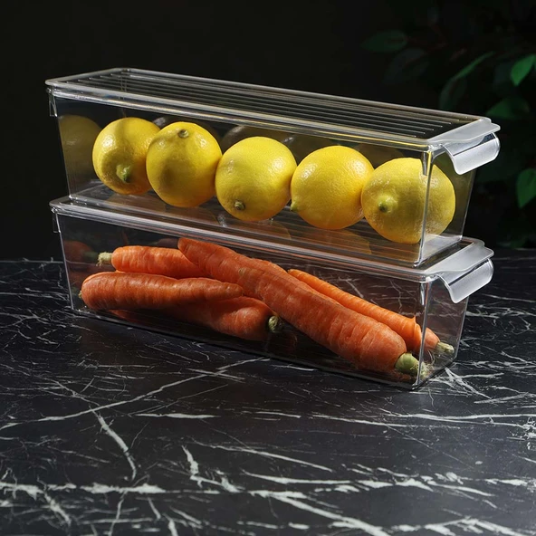 Kapaklı Buzdolabı Düzenleyici – Şeffaf, Kırılmaz ve Çizilmez - Resim 5