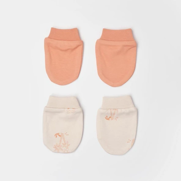 Bibaby Biorganic Hello Safari 2'Li Bebek Eldiven 72224 Ekru Kiremit - 2