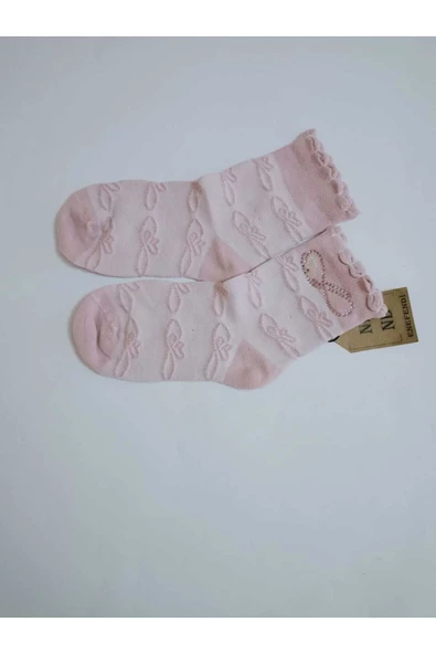 TAŞLI PAMUKLU KIZ ÇOCUK KISAKONÇ ÇORAP KOYUPEMBE YUMUŞAK SOKET KIZ ÇOCUK ÇORABI 5-6 Y - 3