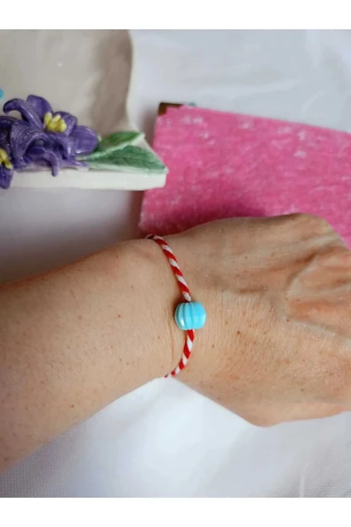 Mavi Boncuklu Marteniçka Bileklik Şans Arkadaş Sevgili Eş Çocuk Hediye Bahar Bilekliği Kartlı. - Resim 2