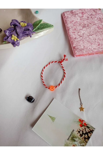 TURUNCU BONCUKLU MARTENİÇKA BİLEKLİK ŞANS ARKADAŞ SEVGİLİ EŞ ÇOCUK HEDİYE BAHAR BİLEKLİĞİ KARTLI - 3