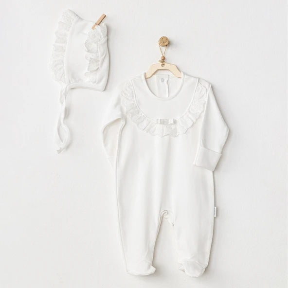 Andywawa AC24504 Petit Love Bebek Tulum Takım Ekru