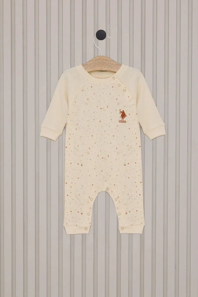 U.S.Polo Kız Bebek Uzun Kol Patiksiz Tulum USB2111 Krem ürün görseli