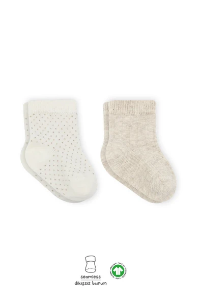 Bistyle Puan Derby Penye Soket Çorap 2'Li BS10103 Bej Ekru ürün görseli 1