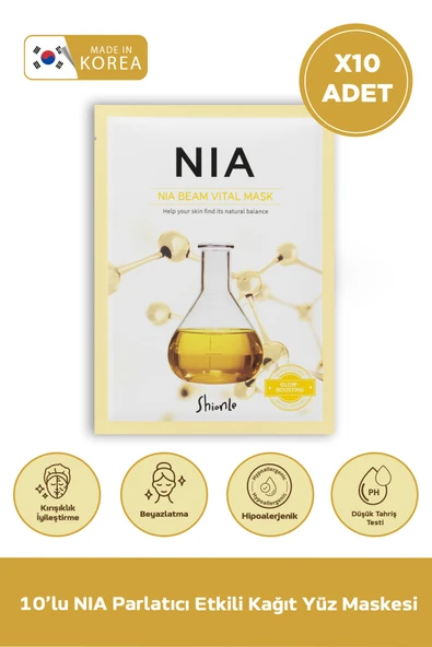 Shionle NIA Parlatıcı Etkili 10'lu Kağıt Yüz Maskesi> ürün görseli