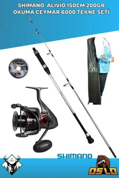 Shimano Alivio 150cm 200gr Okuma Ceymar 6000 Tekne Olta Seti - 1