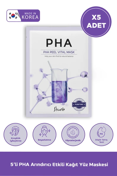 Shionle 5'li PHA Arındırıcı Etkili Kağıt Yüz Maskesi> ürün görseli