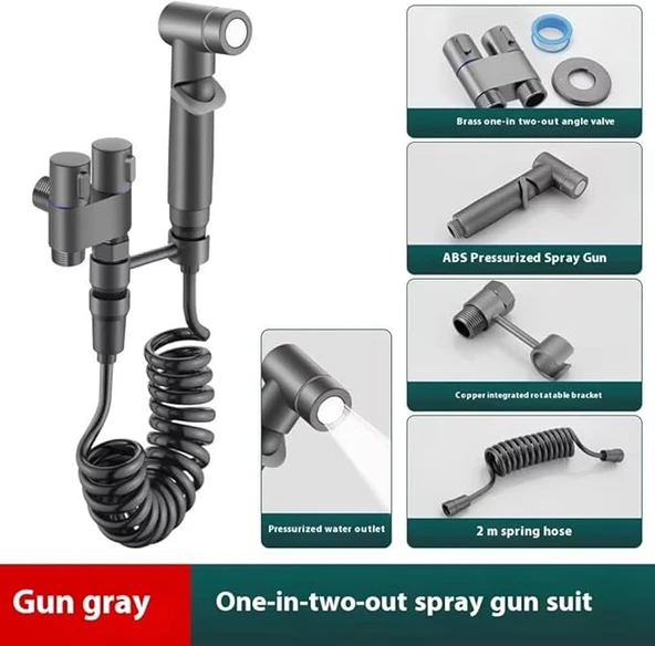 Klozet & Banyo Taharet Musluk Çıkışlı Spiral Tuvalet Temizleme Basınçlı Fıskiye Tuvalet Temizleyici - Resim 4