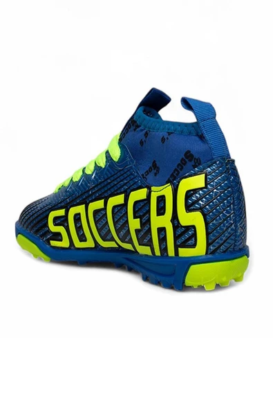 Celira Bys Mavi Sarı Erkek Çocuk Çoraplı Halısaha Ayakkabı - Resim 3
