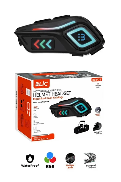 Motor Kask Kulaklık RGB Modlu Motosiklet Kulaklık Su Geçirmez 5.4 Bluetooth Intercom - 2