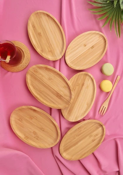 Bambum 6'lı Oval Servis Tabağı Seti – Kahvaltı ve Sunum Tabakları ürün görseli