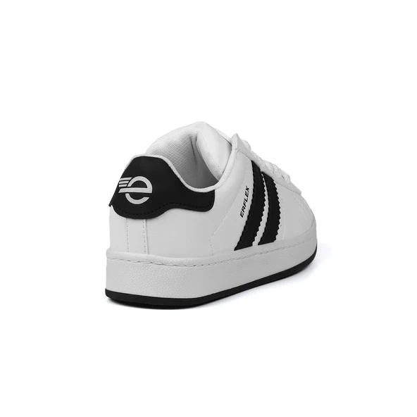 Unisex Beyaz Siyah Bağcıklı Rahat Sneaker Günlük Spor Ayakkabı - Resim 5