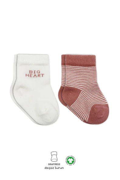Bistyle Big Heart Penye Soket Çorap 2'Li BS10117 Pudra ürün görseli