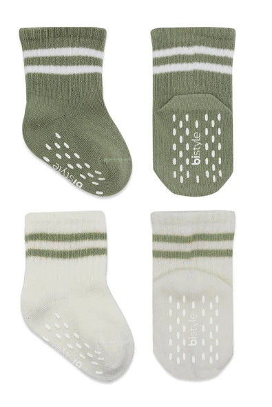 Bistyle Çemberli Kaymaz Soket Çorap 2'Li BS10125 Nil Ekru - Resim 2