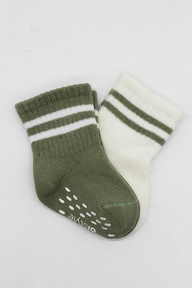 Bistyle Çemberli Kaymaz Soket Çorap 2'Li BS10125 Nil Ekru - Resim 4