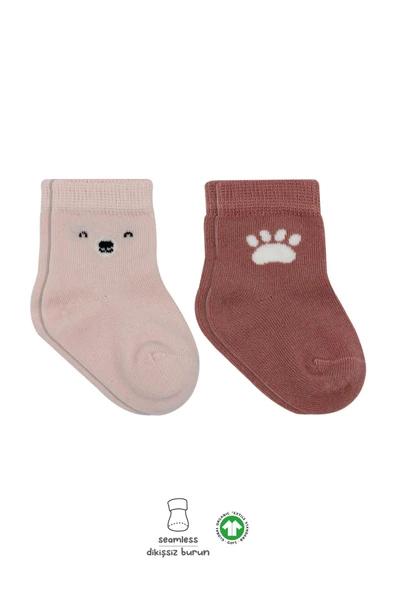 Bistyle Bear Penye Soket Çorap 2'Li BS10116 Pembe ürün görseli