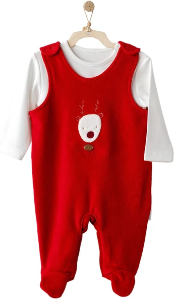 Andywawa AC25339 Happy Newyear Kadife Bebek Tulum Takım Red