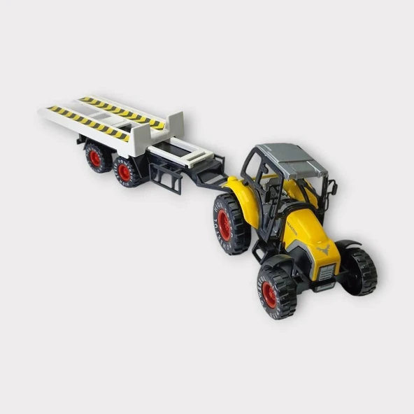 Çek Bırak Römorklu Traktör 25Cm - Sarı Çekici - Resim 2