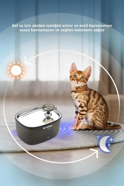 Torima Tpd-01 Siyah Otomatik Filtreli Kedi Köpek Su Pınarı Su Çeşmesi Ultra Sessiz Su Şelalesi - Resim 4