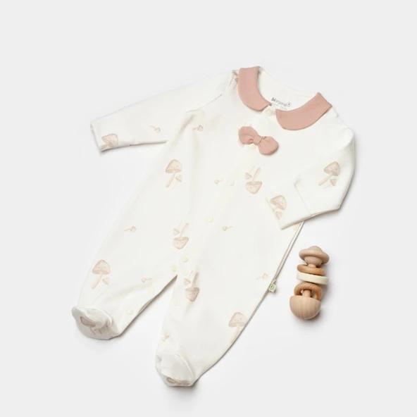 Bibaby Biorganic Sweet Lady Bebek Tulum 60794 Light Beige - Resim 3