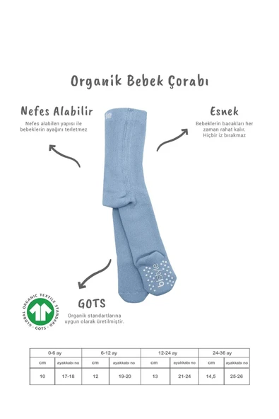 Bistyle Tekli Kaymaz Basic Külotlu Çorap BS50501B Mavi - Resim 2