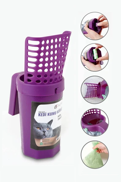 3 lü Set Yeni Nesil Mor Kedi Kumu Küreği, Çok Fonksiyonlu Kaşıma Aleti, Fareli Hacıyatmaz - 3