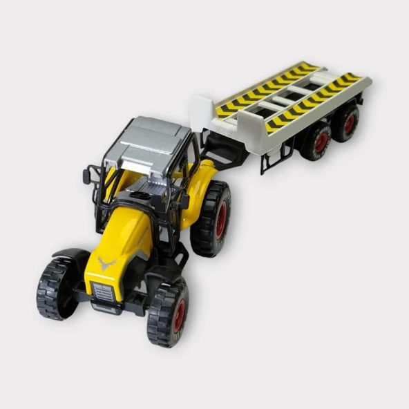 Çek Bırak Römorklu Traktör 25Cm - Sarı Çekici - Resim 3