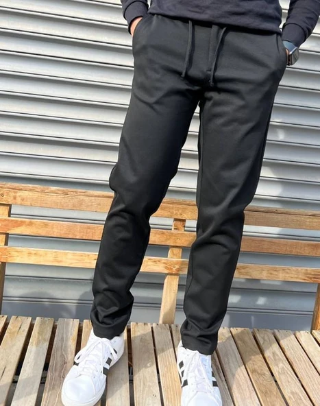 Erkek Jakarlı Çelik Örme Rahat Jogger Pantolon - 2