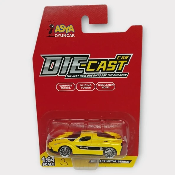 Metal Mini Arabalar 8 cm - Sarı - 3 - 8