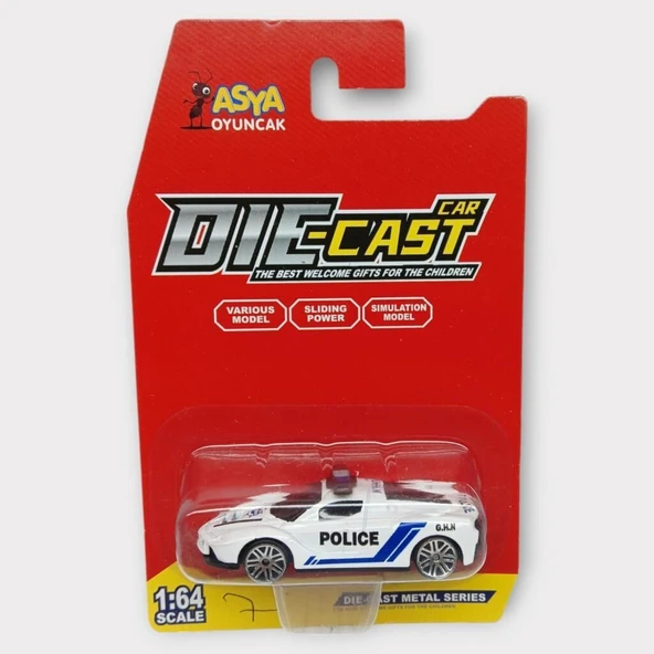 Metal Mini Polis Arabası  8 cm - Polis - 7 - 4
