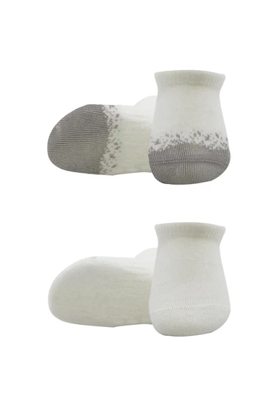 Bistyle 2'Li Penye Sneakers Çorap BS20105 Ekru Gri - Resim 2