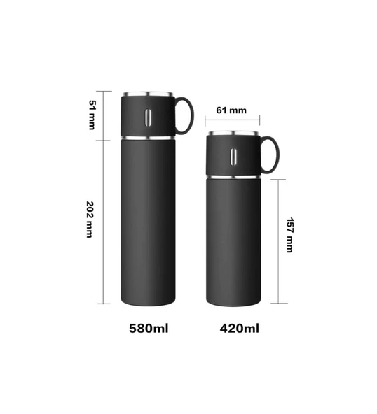 316 Paslanmaz Çelik Termos Bardak 580 Ml Bardaklı 20 Saat Sıcak-soğuk Thermos Mug Kupa Coffee - 5