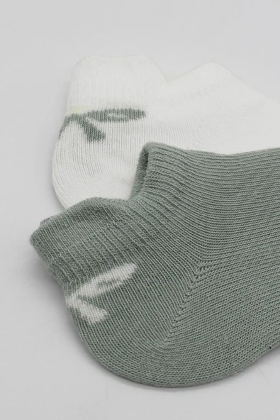 Bistyle 2'Li Sneakers Smile Penye Çorap BS20106 Nil Ekru - Resim 3